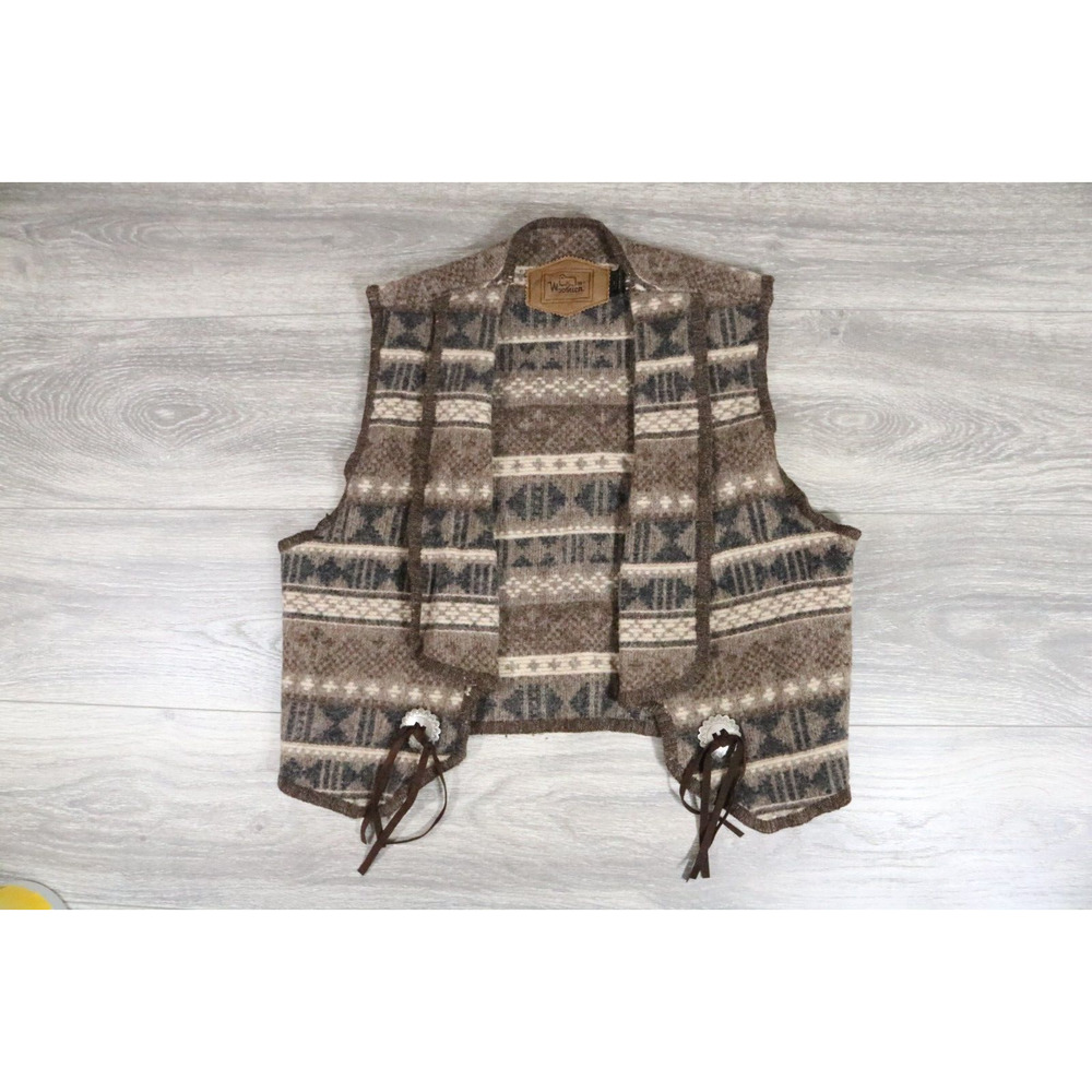 Woolrich wool blend vest western JACKET, SIZE L brown